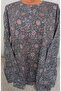 Er Clothing Paper Print Combed Cotton Blouse Long-Sleeve 3 Buttons Bicycle Collar - 2