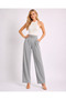 Women's High Waist Belt Buckle Pleated Modal Fabric Wide Leg Sweatpants - 3