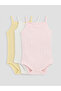 Lcw Baby Pink Square Collar Embroidered Baby Girl Snap Fastener Bodysuit 3-Piece