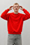 Men's 100% Cotton Comfortable Red Winter Sweatshirt - 5