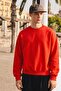Men's Casual Crew Neck Red Basic Sweatshirt - 5