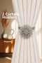 2 Pcs Curtain Clips - Magnetic - Floral Motif - Curtain Holder - Curtain Retainer