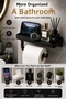 Black Adhesive Shelf Toilet Paper Hanger, No Drilling Mounting, Bathroom Organizer, Phone Shelf Hanger - 5