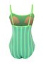 Green Striped Square Neck Covered Regular Swimsuit Tbess26Ma00133 - 5