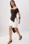 Kahverengi Düz Fitted/Vücuda Oturan Carmen Yaka Örme Bluz TWOSS26BZ00888 - 2