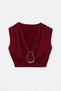 Burgundy Crop Front Buckle Sleeveless Waist-Fitted Lycra Blouse Tdrss26Bz00073 - 4