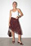 Brown Asymmetrical Cut Lined Polka Dot Chiffon Skirt Tdrss26Et00053