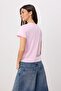 Pembe Nakışlı Regular/Normal Kalıp Kısa Kollu %100 Pamuk Örme T-Shirt TWOSS26TS00124 - 4