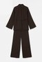 Brown Waist Slim Belted Shirt Elastic Waist Pocketed Trousers Bottom Double Set Tdrss26Au00058