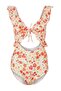 Floral Pattern V-Neck Covered Cut Out Detailed Ruffle Regular Swimsuit Tbess26Ma00127 - 4