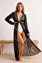 Siyah Dokuma Cut Out Detaylı Transparan Plaj Elbisesi TBESS26LE00010