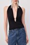 Black Accessory Detailed Deep-Cut Party Blouse Tprss26Bz00084 - 3