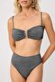 Siyah Simli Aksesuarlı Straplez Kaplı Regular Yüksek Bel Bikini Takımı TBESS24BT00054 - 3