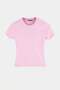 Pink Polka Dot Fitted Crew Neck Short Soft Knitted T-Shirt Twoss26Ts00311 - 5
