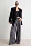 Antrasit Düz Wide Leg/Geniş Paça Çift Kemerli Uzun Modal Kumaş Örme Pantolon TWOAW27PL00018