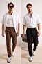 Black-Light Brown Double Pack 100% Cotton Linen Straight Fit Men's Trousers Tmnss26Pl00041