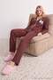 Brown Ribbon/Bow and Piping Detailed Viscose Woven Pajama Set Thmaw26Pt00007 - 3