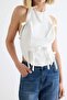 White Bow Detail Open Back Woven Blouse Tprss26Bz00046 - 4