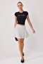 Ecru Polka Dot Short Skirt Regular Waist Short / Mini Soft Knitted Shorts & Bermuda Twoss26Sr00306