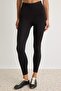 Black High Waist Basic Elastic Waist Interlock Knit Leggings TWOAW20TA0047 - 3