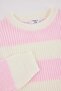 Pink Girls' Striped Crew Neck Knitwear Sweater Tkdaw27Kz00009 - 7