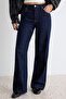 Premium Koyu Mavi DÖKÜMLÜ Yüksek Bel Bilek Boy Wide Leg Jeans TWOAW27JE00078 - 7