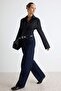 Koyu Mavi %100 Pamuk Normal Bel Ekstra Wide Leg Jeans TWOAW27JE00087 - 2