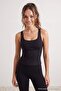 Siyah Soft Fırçalı Kumaş Örme Spor Üst/Bluz THMAW27BZ00002 - 2