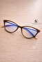 Women's Blue Light Protective Glasses Cateye Brown Gold Metal Handle Stylish Premium Modern Luxury Design