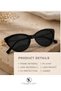Women's Black Cateye Sunglasses with Thin Gold Metal Hinges Uv400 Protection Stylish Premium Modern Luxury Design - 6