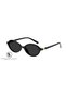Women's Retro Oval Sunglasses Black Frame Black Glass Gold Metal Detail Uv400 Stylish Luxury Design - 2