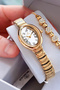 Special Boxed Original Women's Wristwatch Waterproof Gold Color Steel Cord Gift Bracelet Hmby2051C1 - 4