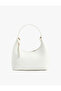 Zippered Faux Leather Oval Handbag with Metal Accessories - 2