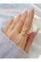 Women's gold color adjustable spiral star ring - 2