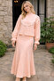 2078 Double Set with Knit Detail on the Collar Salmon - 2