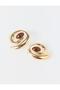 Gold Color Spiral Figured Big Stone Earrings - 3