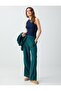 Dark Green Regular Waist Regular Leg Long Trousers with Pocket Detail