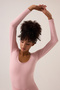 X Ece Pink Long Sleeve U Neck Sports Blouse Scoop Neck Top - 5