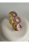 Pink Flower Detailed Zircon Stone Elastic Bracelet (2.5 cm) - 5