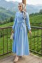 Tie-Detail Blouse Skirt Two-Piece Set 1465 - Baby Blue - 4