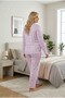 Women's Plus Size Patterned Collared Buttoned Long Sleeve Bamboo Pajama Set - 3