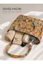 African Girl Patterned Linen Beach-Shoulder and Shopping Bag- 54X38 cm - 4