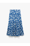 Floral Flounced High Waist Comfortable Fit Midi Skirt Bürümcük - 3