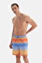Blue - Orange Gradient Patterned Long Swim Shorts - 2