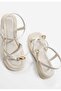 Women's Beige Ring Toe Eva Soft Sole Stitched Buckle Sandals - 4