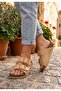 Women's Beige Straw Material Cork Orthopedic Insole Buckle Slippers - 2