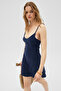 Ufrenda women's soft and flexible fabric backless strap mini navy dress - 3