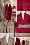 Eldy 8 Piece Striped Bathrobe Family Set 100% Cotton Certified Bathrobe Set Dowry Set - Claret Red Beige - 6