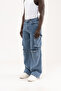Men's Baggy Jean Trousers with Side Pockets Blue - 2