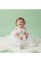 3-7 Years Old Girl's Low Sleeve Stone Pearl Tulle Ecru Evening Dress 3501